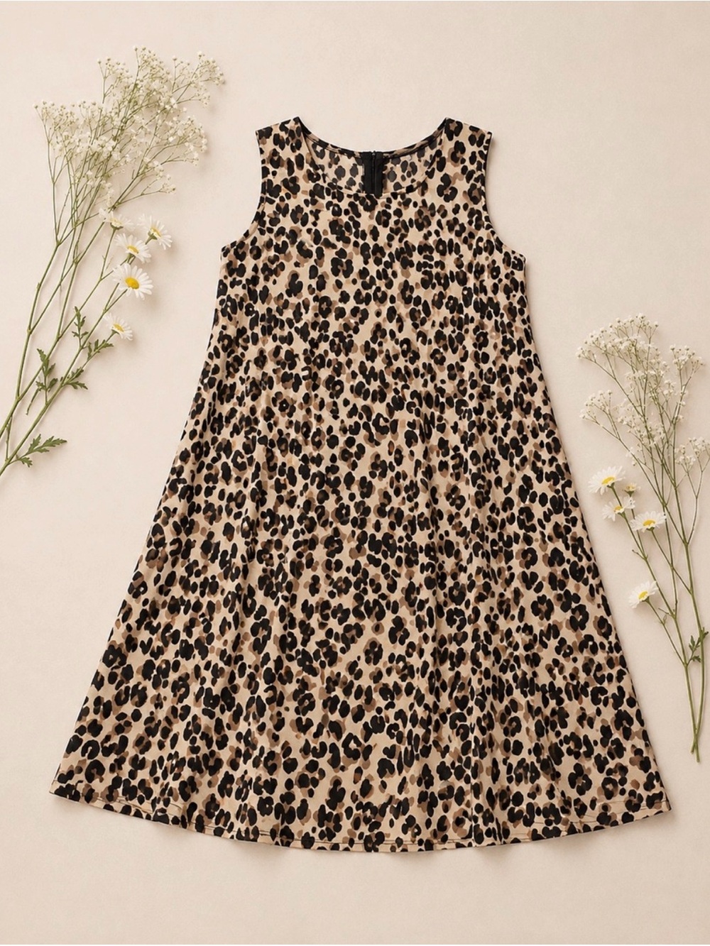 Halogen A-Line Leopard Print Sleeveless Dress